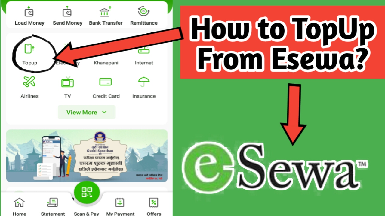 recharge online using esewa