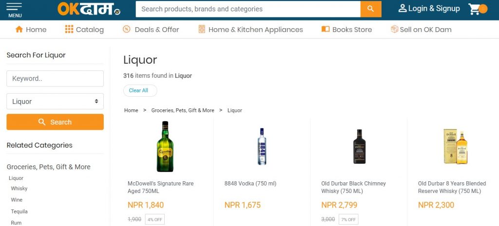 okdam.com online liquor store in nepal
