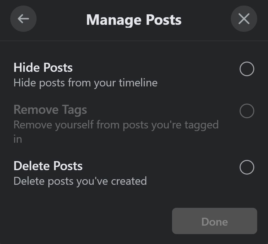bulk delete posts on Facebook