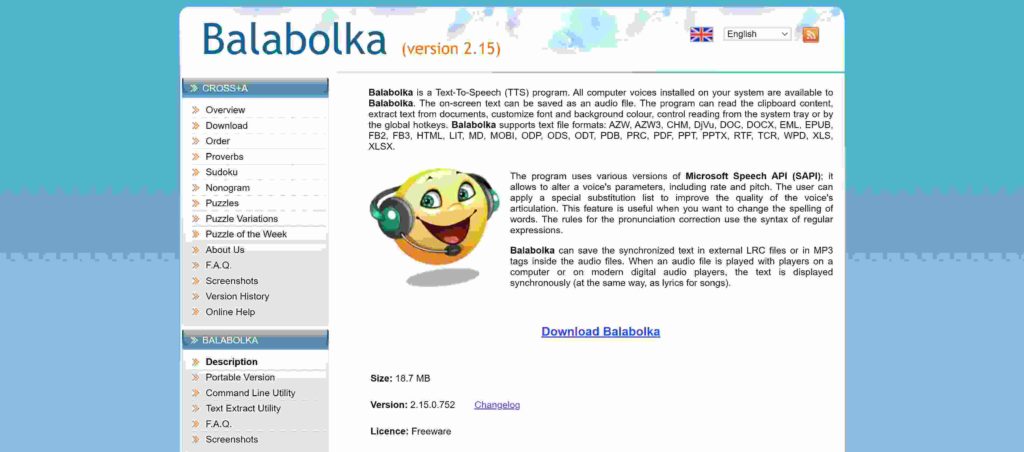 Balabolka free text to speech software