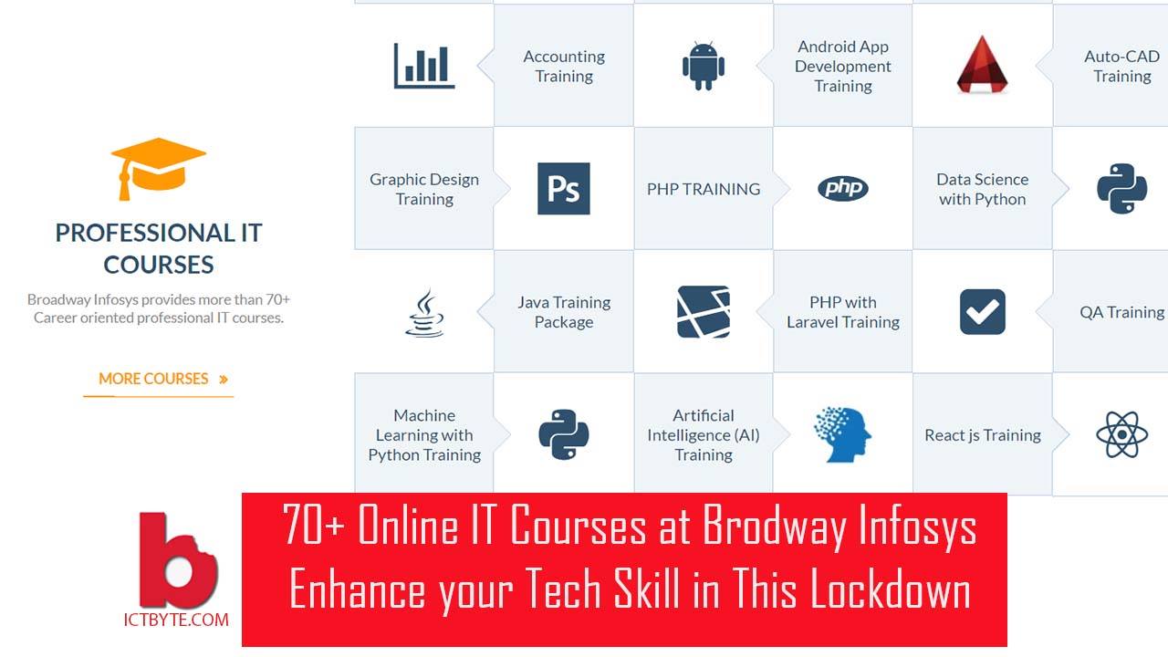  Explore 70 plus IT Online Courses at Broadway Infosys and Utilize Your Quarantine Period
