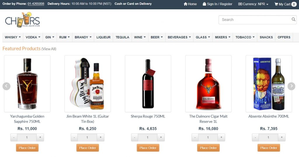 cheers online liquor store in nepal