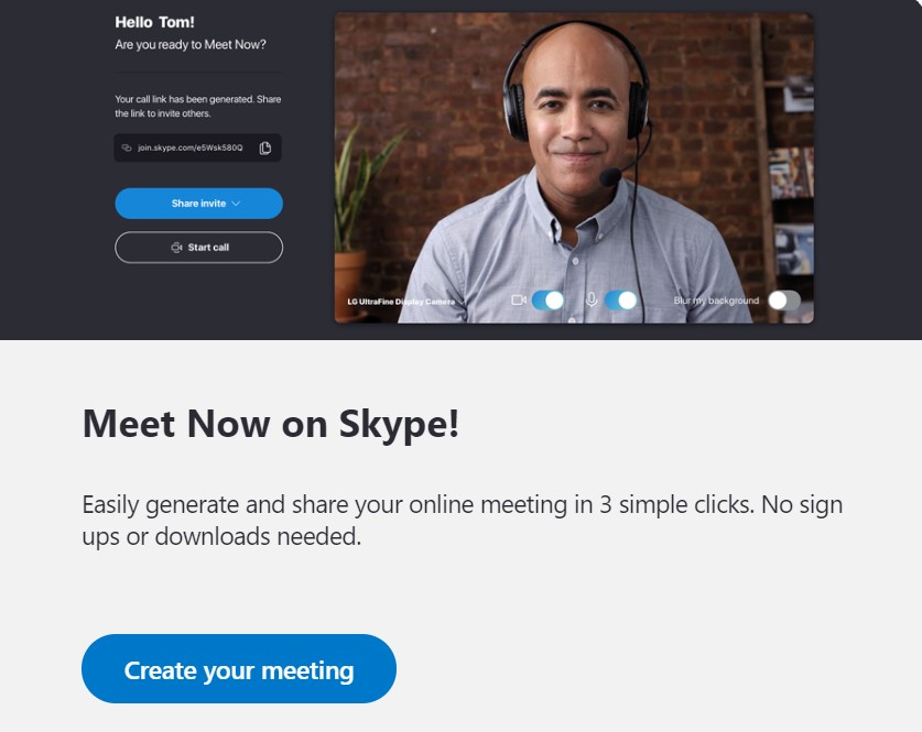 Meet now on skype