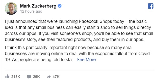 Facebook shop Mark Zuckerberg