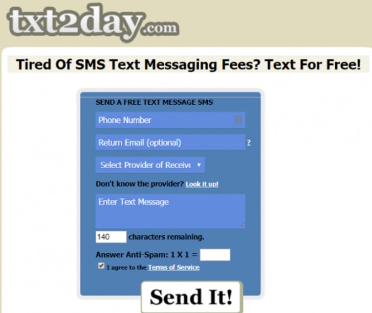 txt2day send free sms