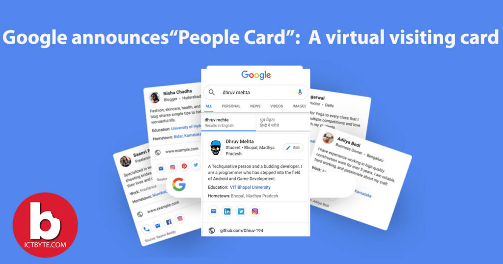 Google "People Cards": a virtual visiting card. How to create in a very easy way? People cards