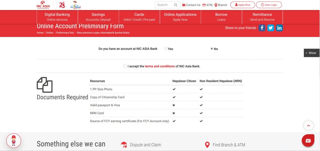 NIC Asia Digital account document requirement