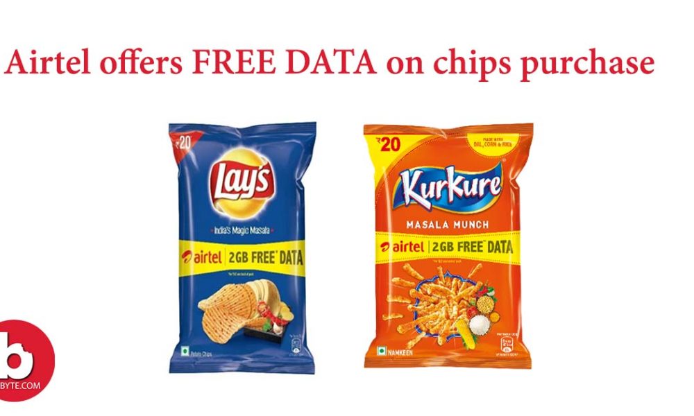 Get free data on every purchase of chips:  Lays, Kurkure, Uncle’s chips, and Doritos