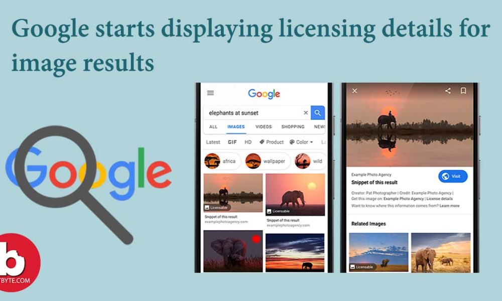 licensing details for image results feature