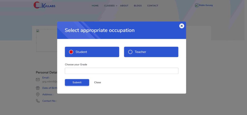 Select occupation
