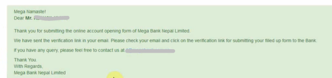 Open Mega Bank Online Account confirm