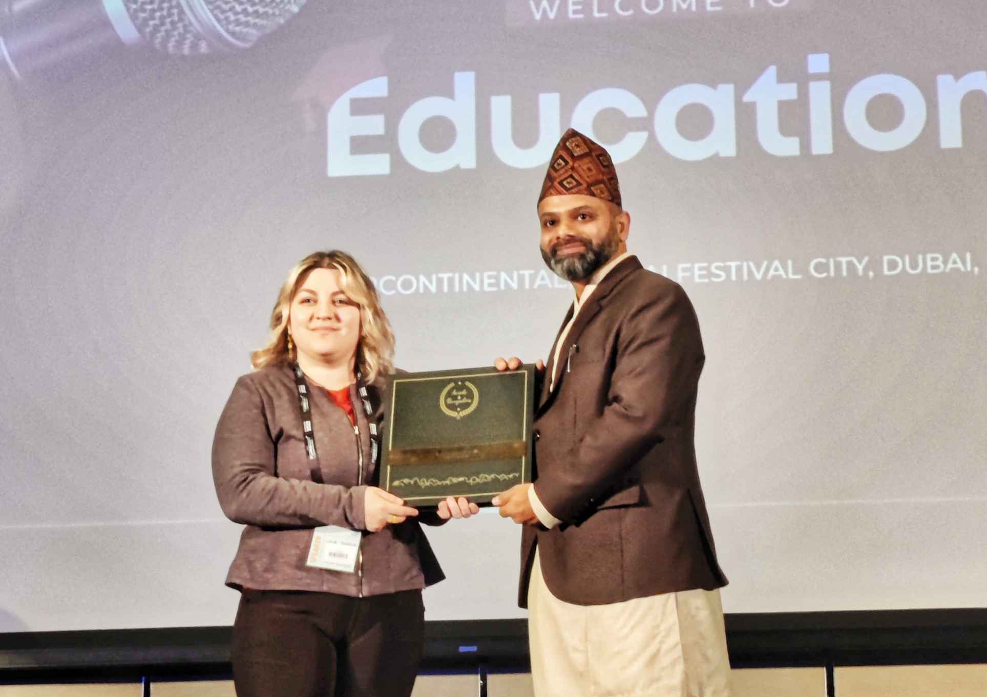 Mr. Laxman Pokhrel awarded with Outstanding Leadership Award at Education 2.0 Conference held in Dubai